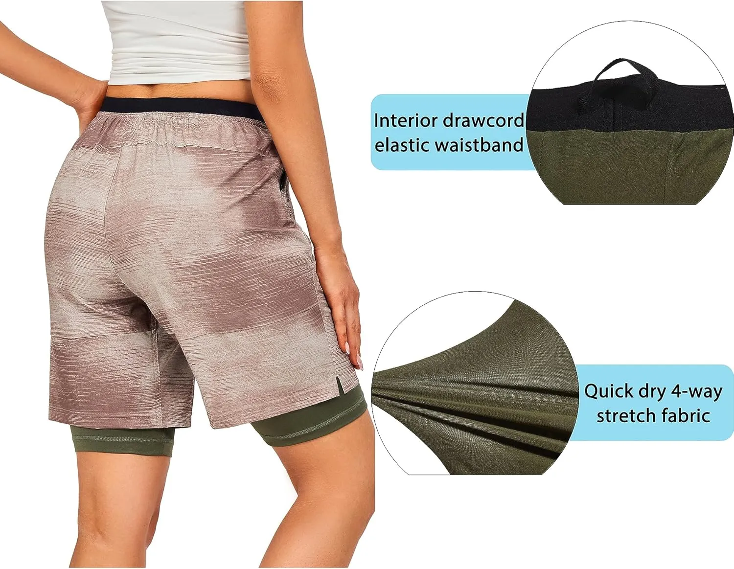 Little Donkey Andy Womens Quick Dry Board Shorts 9" Lightweight Stretch Swim Beach Shorts with Liner and Pockets