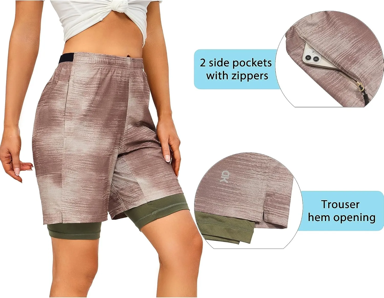 Little Donkey Andy Womens Quick Dry Board Shorts 9" Lightweight Stretch Swim Beach Shorts with Liner and Pockets