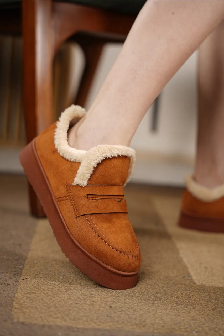 Loafer Style Ankle Boots - Camel