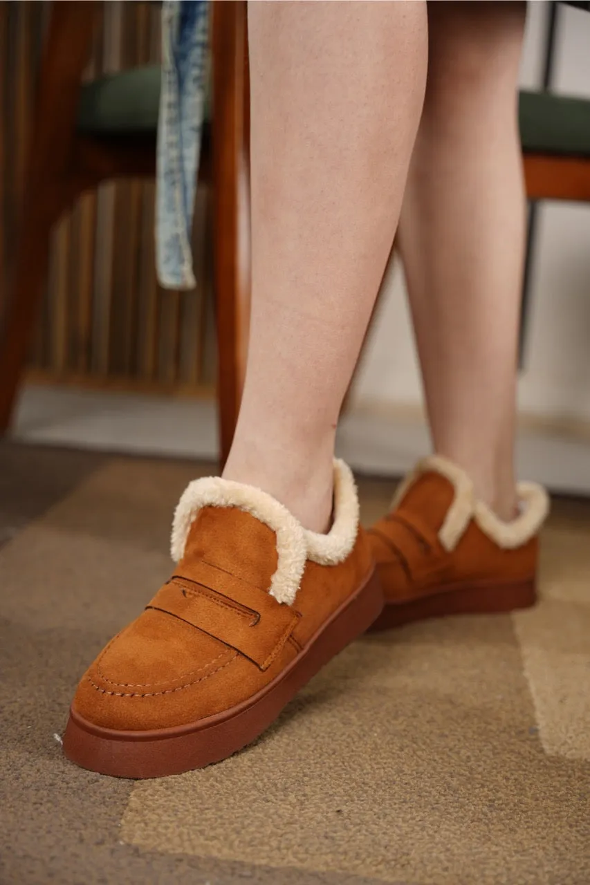 Loafer Style Ankle Boots - Camel