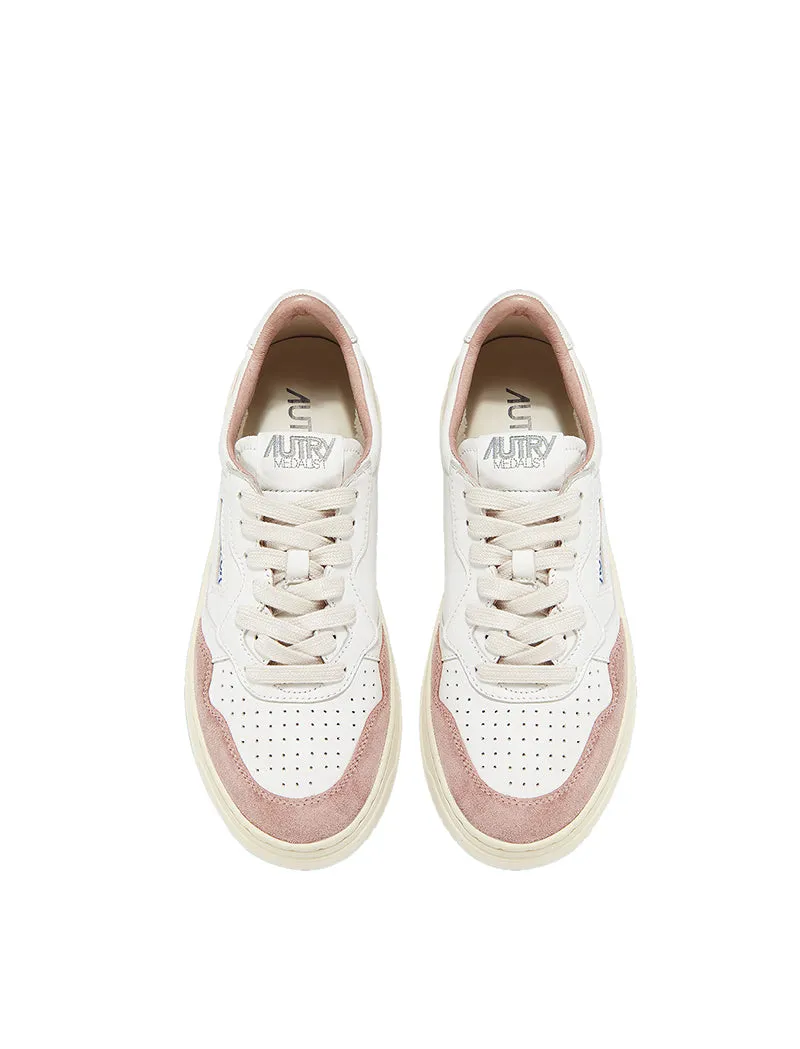 Medalist Low Trainers White Goatskin / Pink Suede