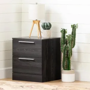 Modern Gray Oak 2-Drawer Nightstand End Table Storage Bedroom Organizer Shelf