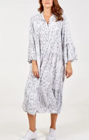 Paloma animal-print boho midi smock dress free-size