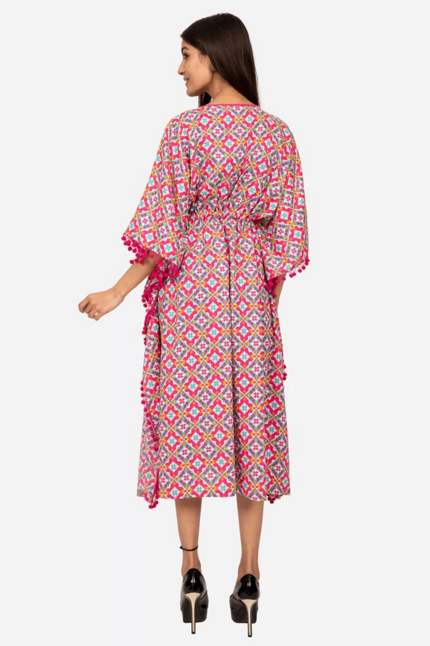 Pink And White Kaftan Dress