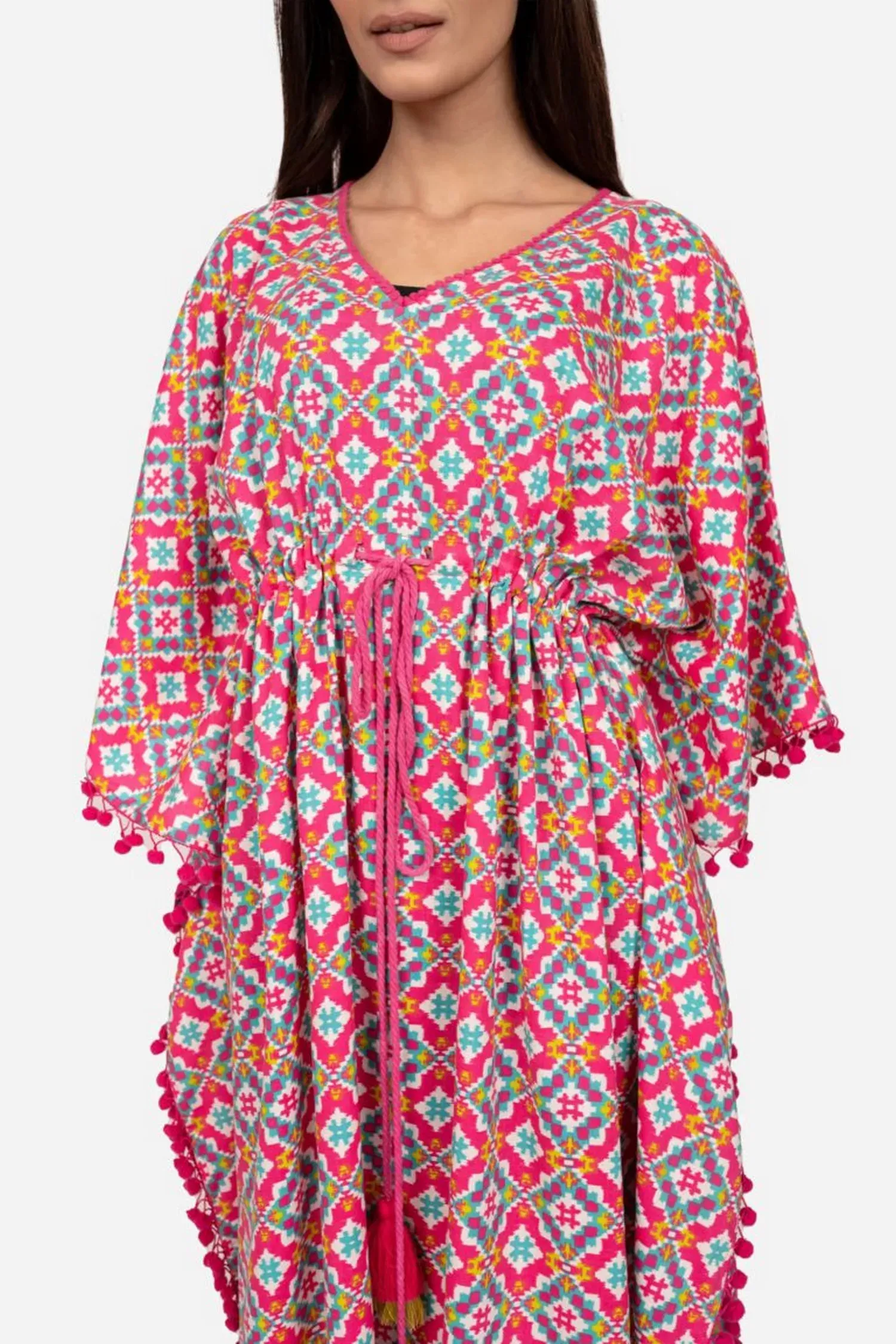 Pink And White Kaftan Dress