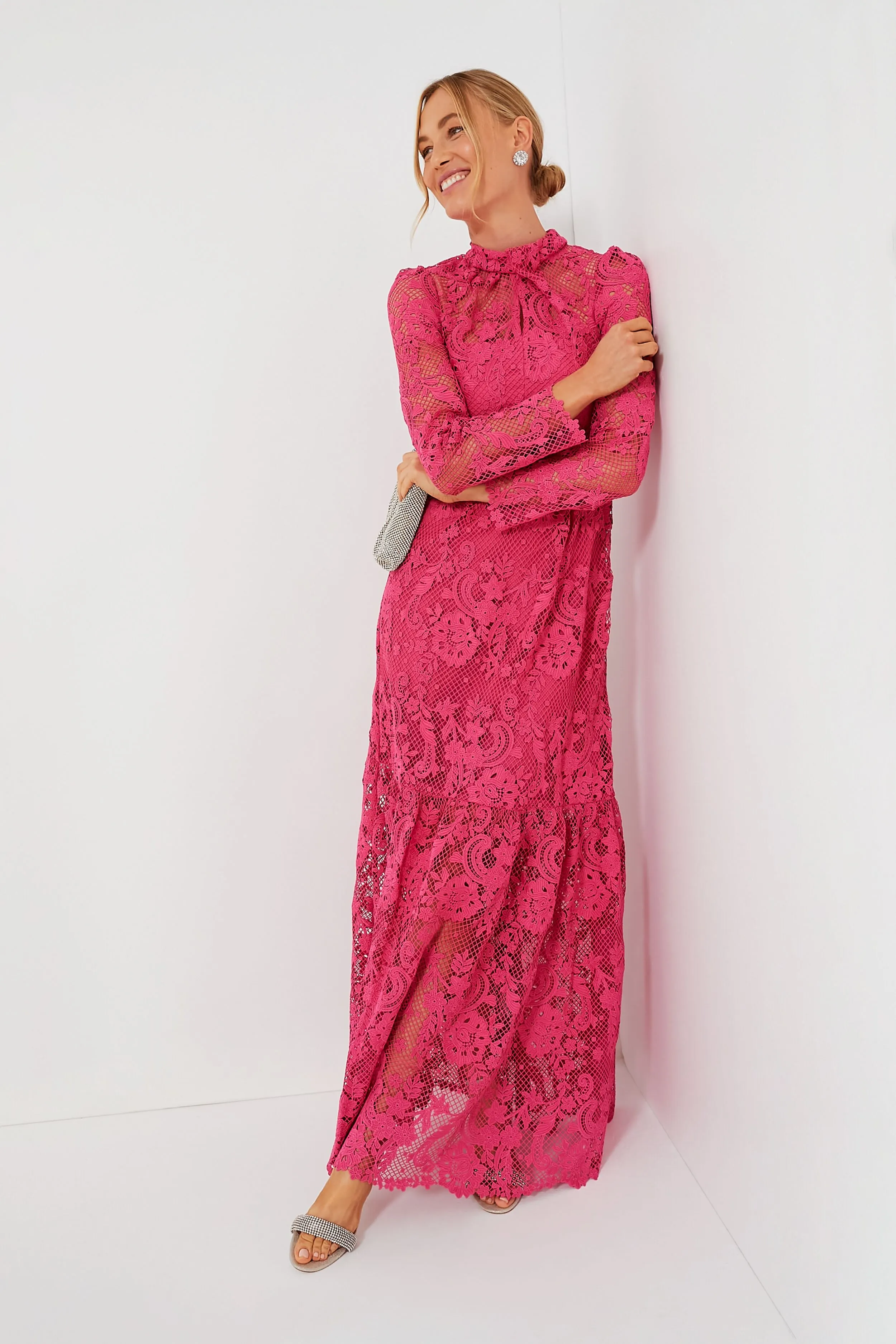 Pink Lace Maxi Dress