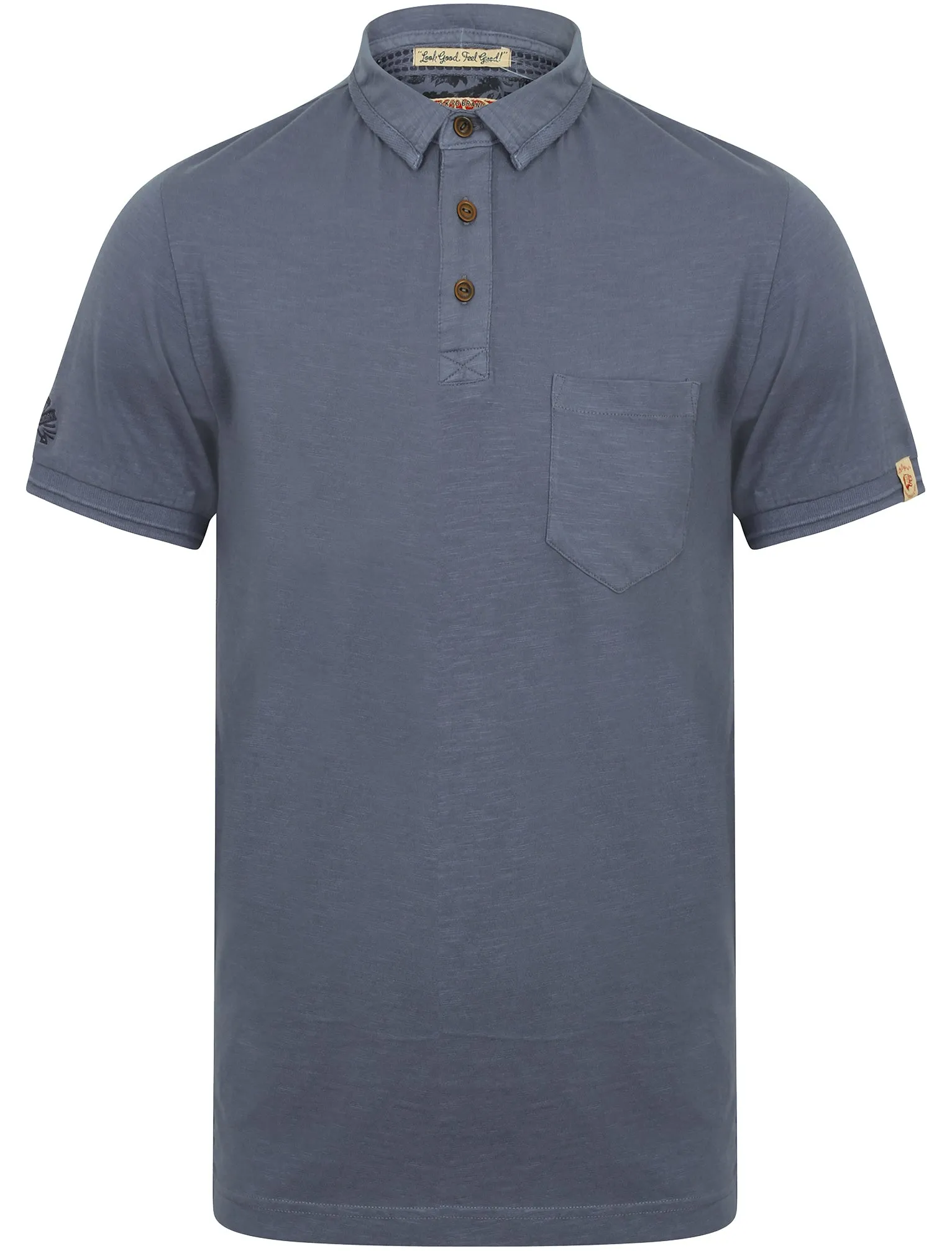 Port Wing Cotton Slub Polo Shirt in Vintage Indigo - Tokyo Laundry