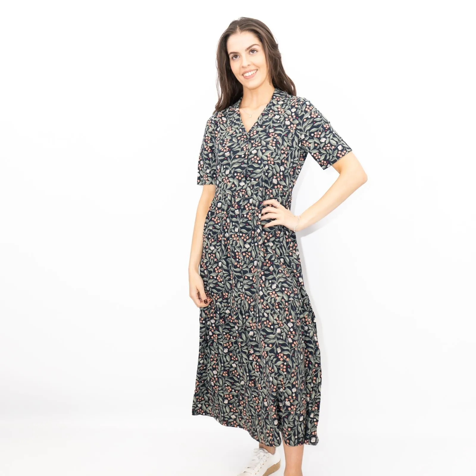 Seasalt Grey Priddacombe Short Sleeve Midi Dress