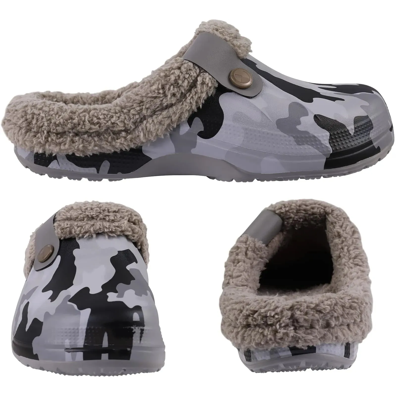 Shevalues Plush Fur Clogs Slippers Multi-Use Indoor Home Shoes