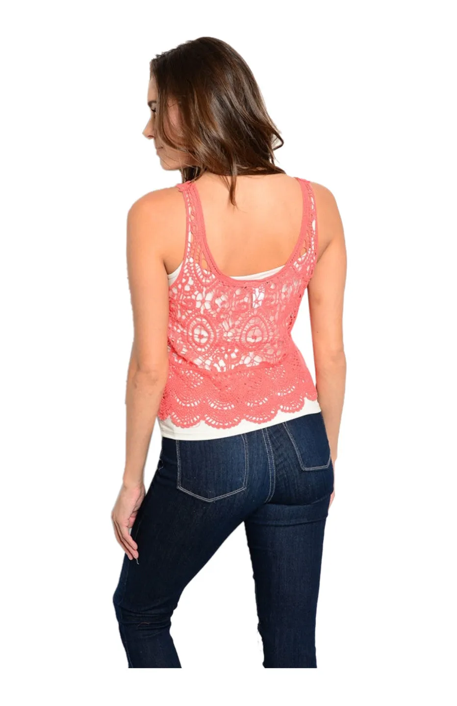 Sleeveless Crochet Lace Crop Top