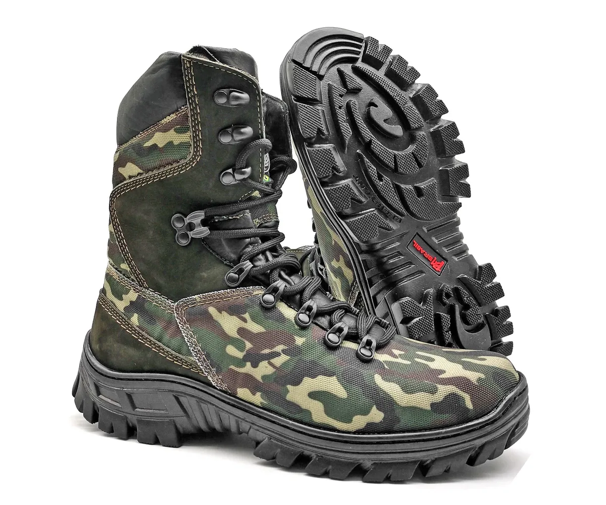 Tactical Boots Military Canvas and Leather Camouflaged Multicam Combat