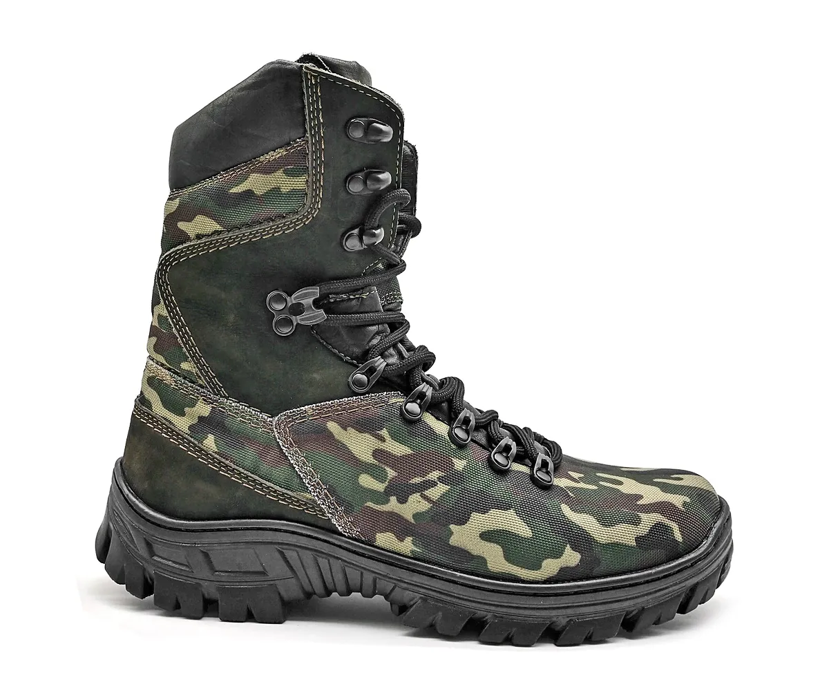 Tactical Boots Military Canvas and Leather Camouflaged Multicam Combat