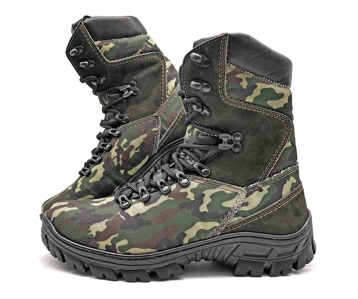 Tactical Boots Military Canvas and Leather Camouflaged Multicam Combat
