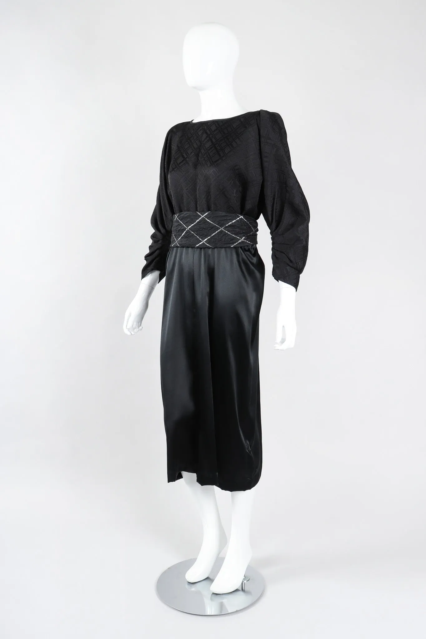 Textured Silk Dolman Sleeve Dress