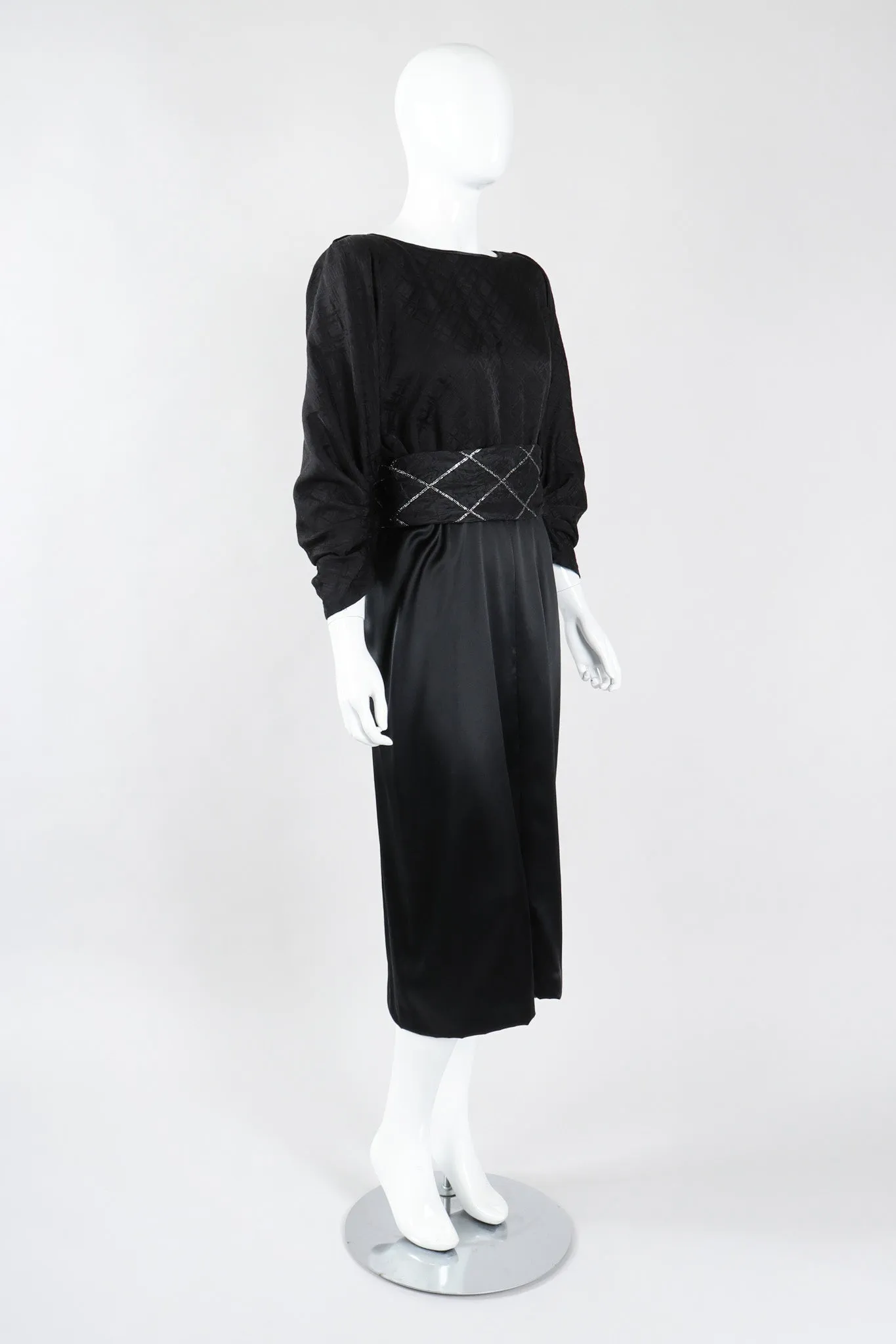 Textured Silk Dolman Sleeve Dress