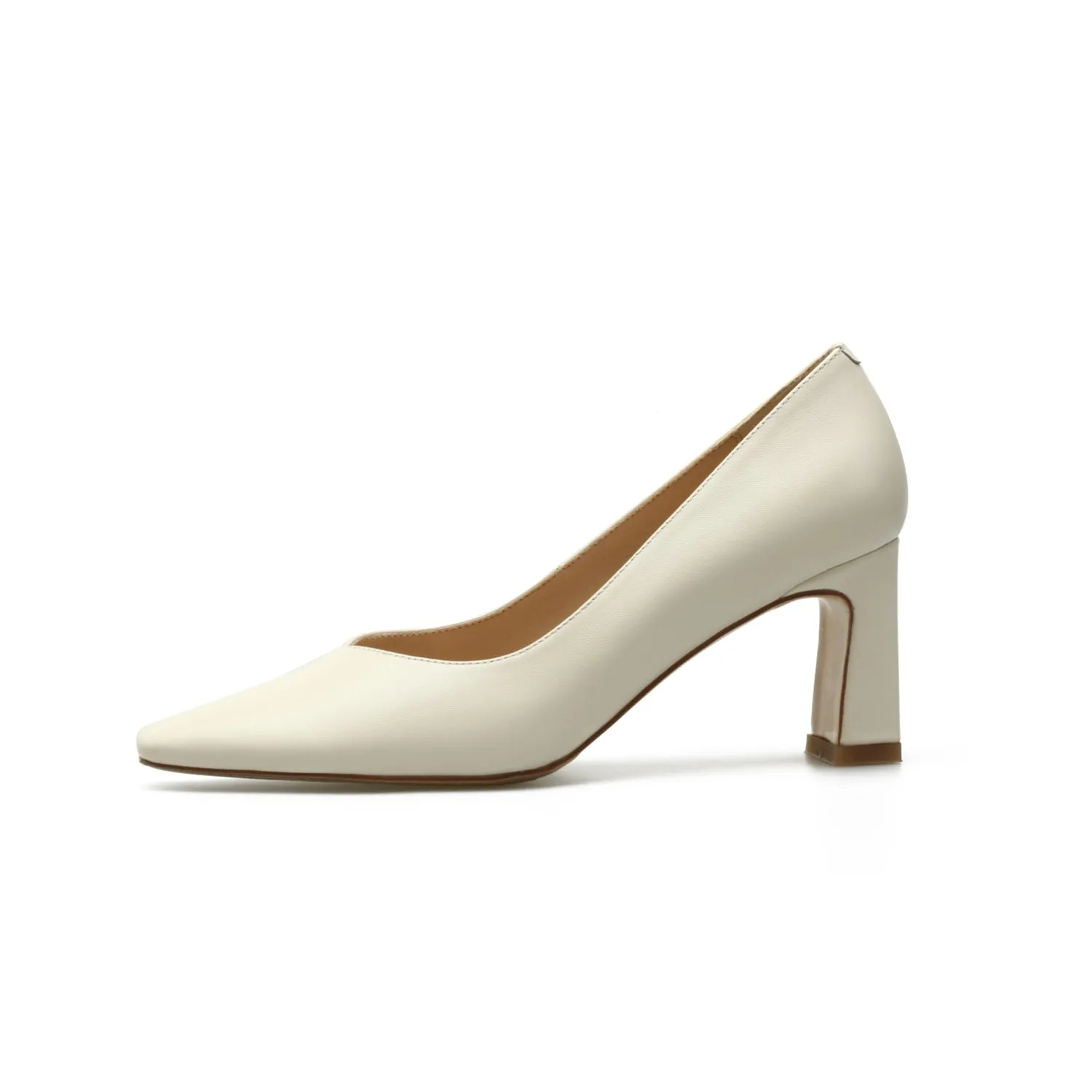 TinaCus Women's Genuine Leather Handmade Square Toe Mid Block Heels Graceful Pumps Shoes
