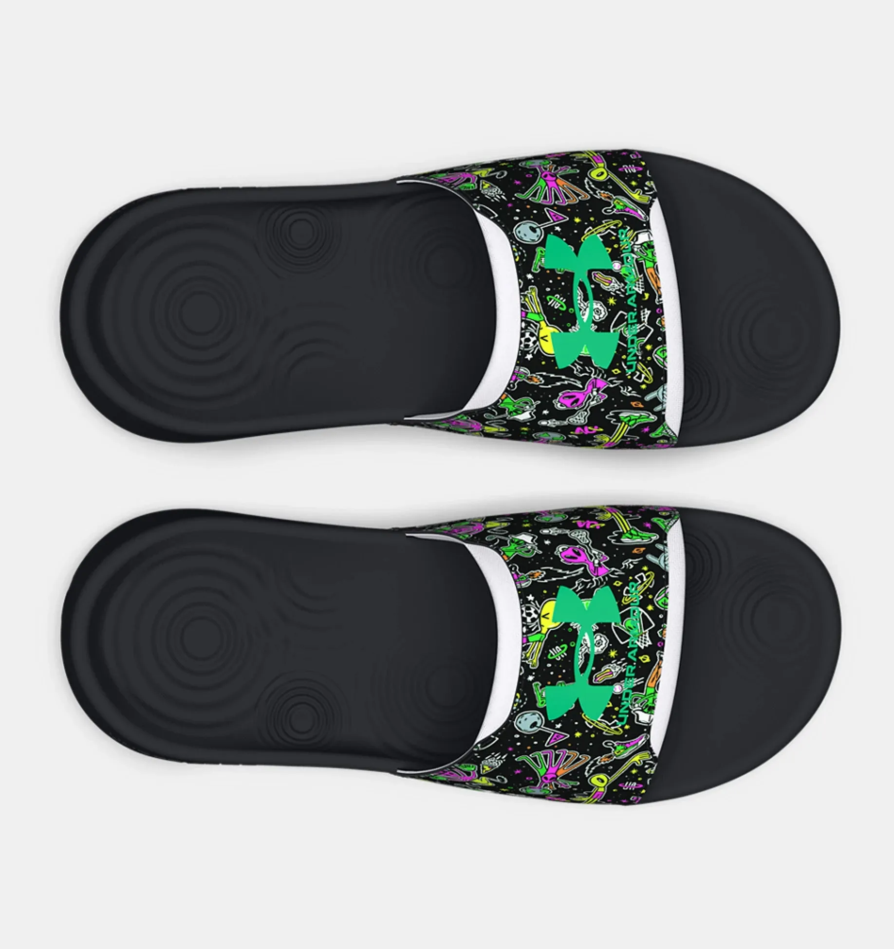 Under Armour Boys' UA Ignite Select Slides - Black / Vapor Green