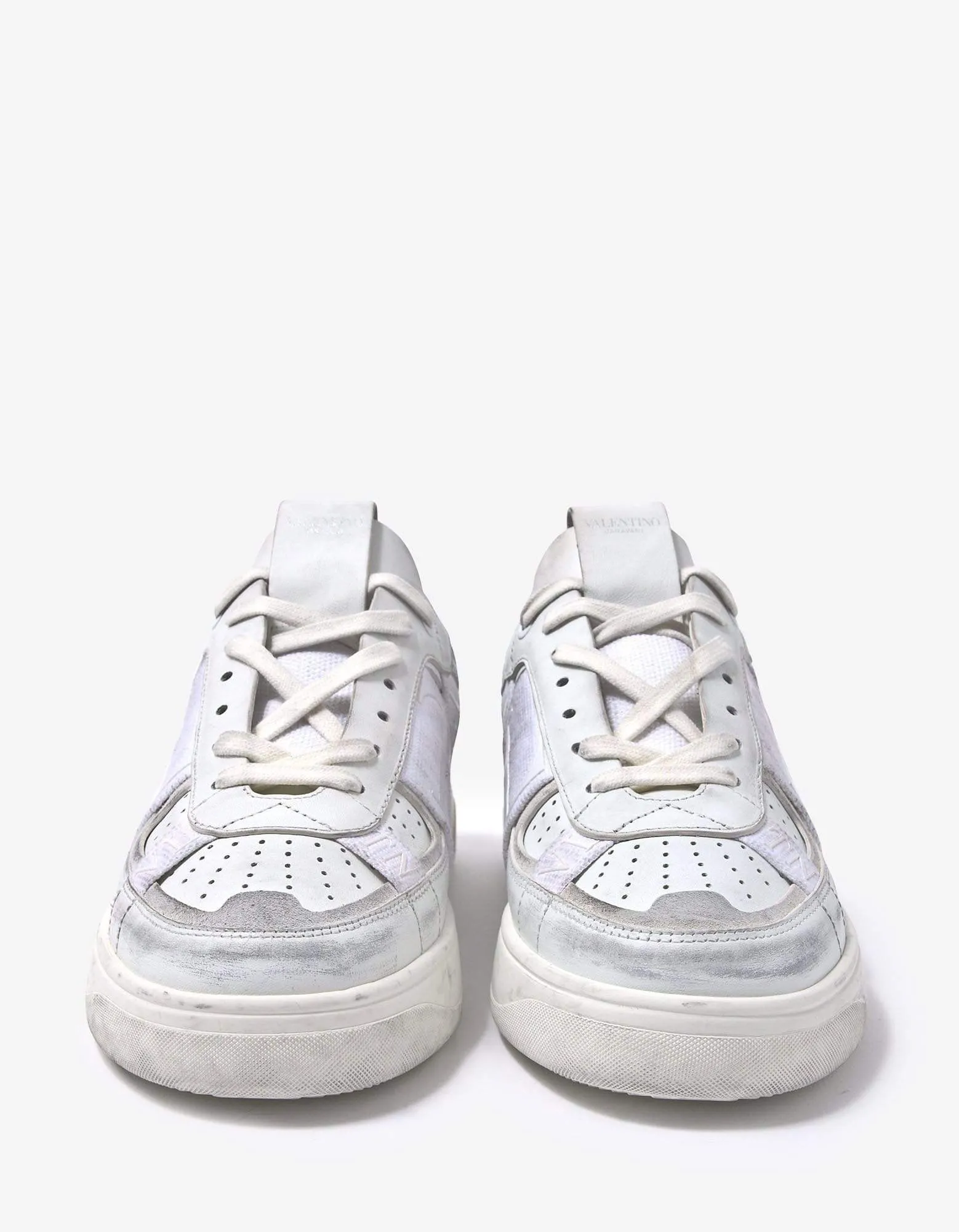 Valentino Garavani White Distressed VL7N Trainers with Bands