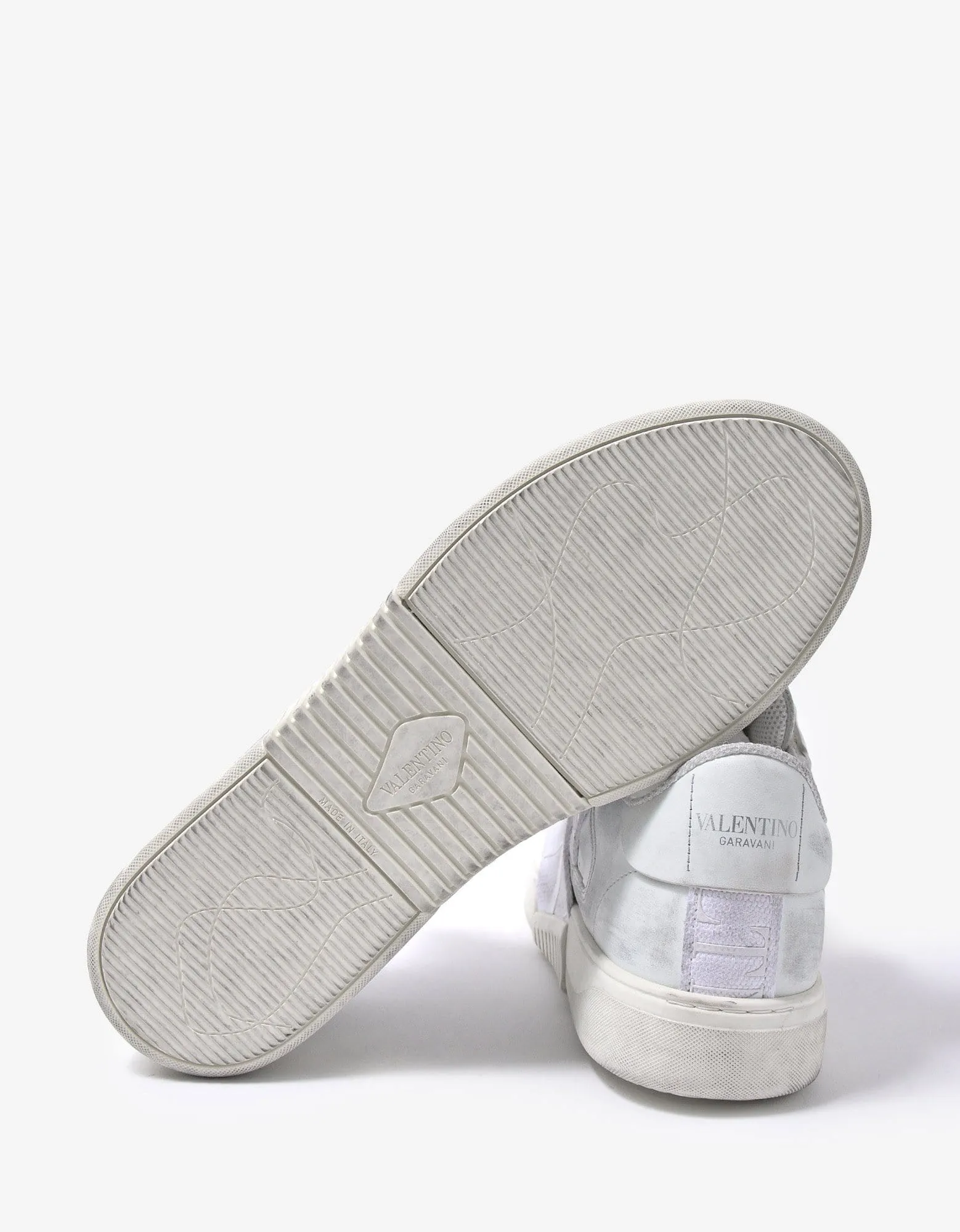 Valentino Garavani White Distressed VL7N Trainers with Bands