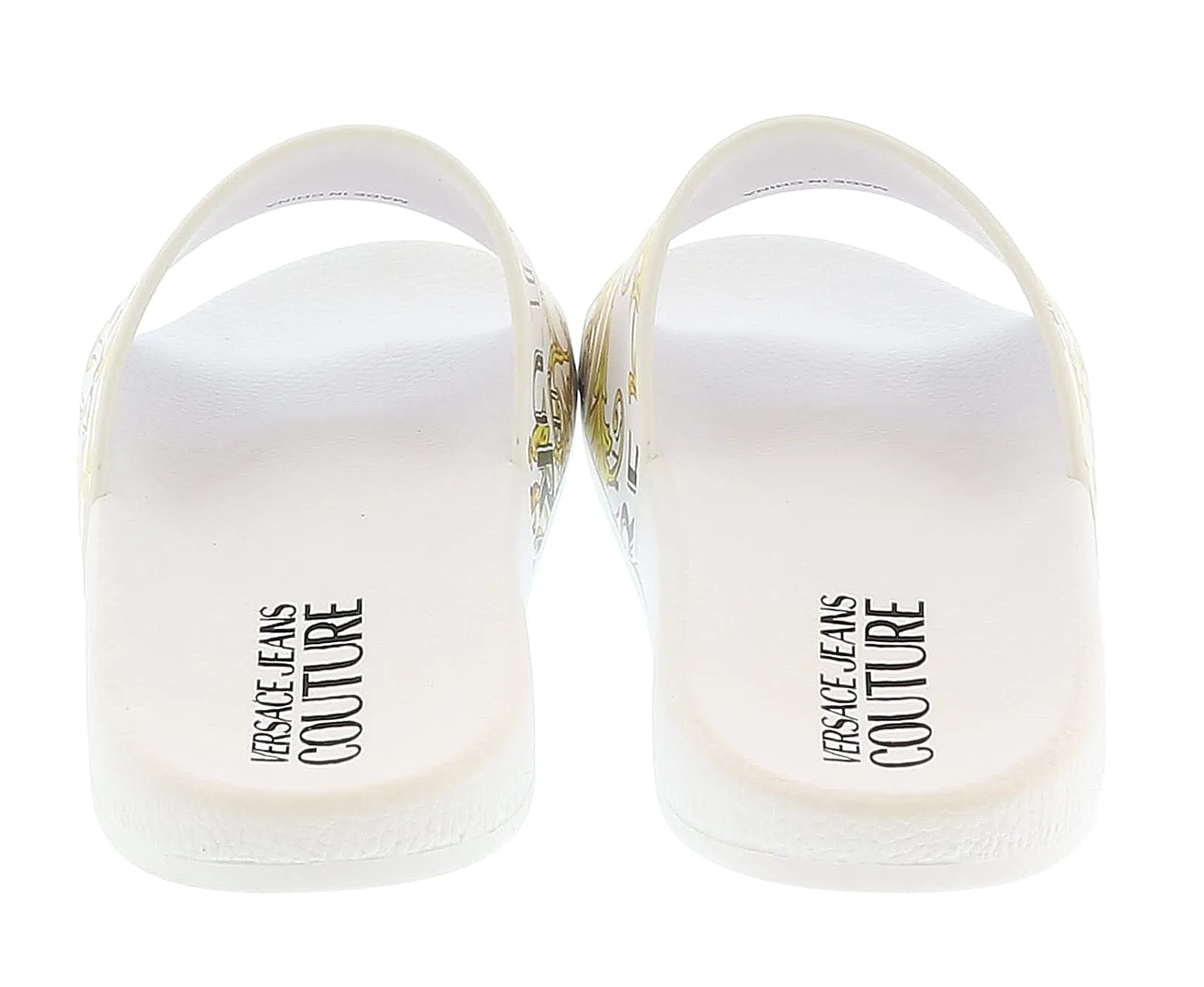 Versace Jeans Couture White Gold  Baroque Fashion Beach Slide-