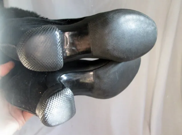 Vintage Womens WALES GOODYEAR Wellies Protective Rain Boot Covers Rabbit Fur BLACK M