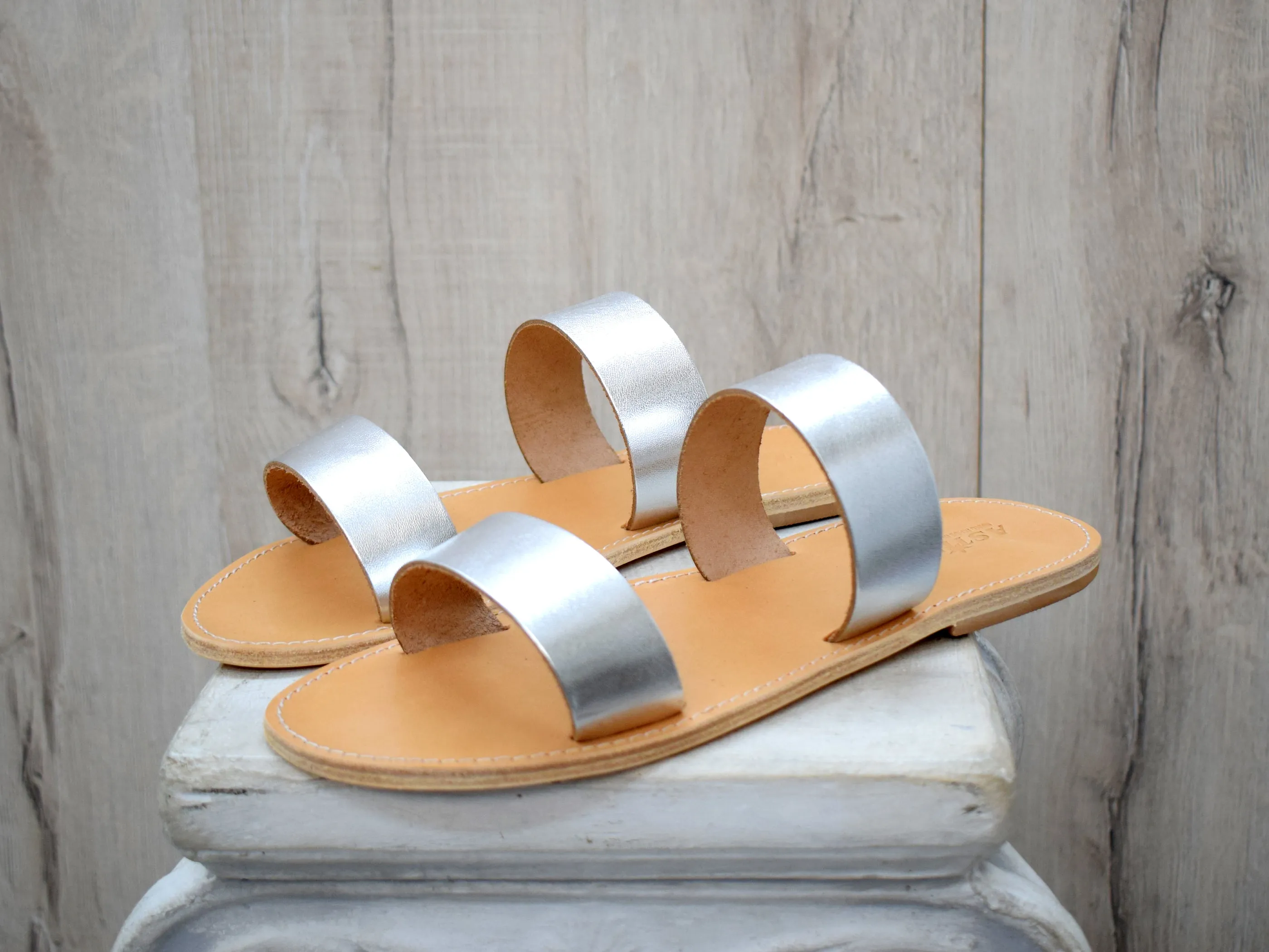 Women's Leather Slides Sandals