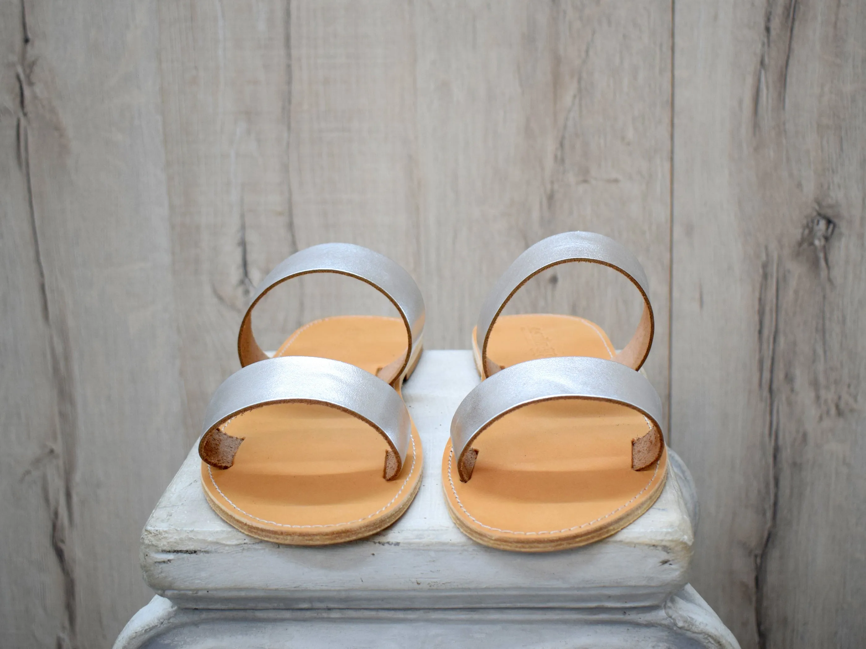 Women's Leather Slides Sandals