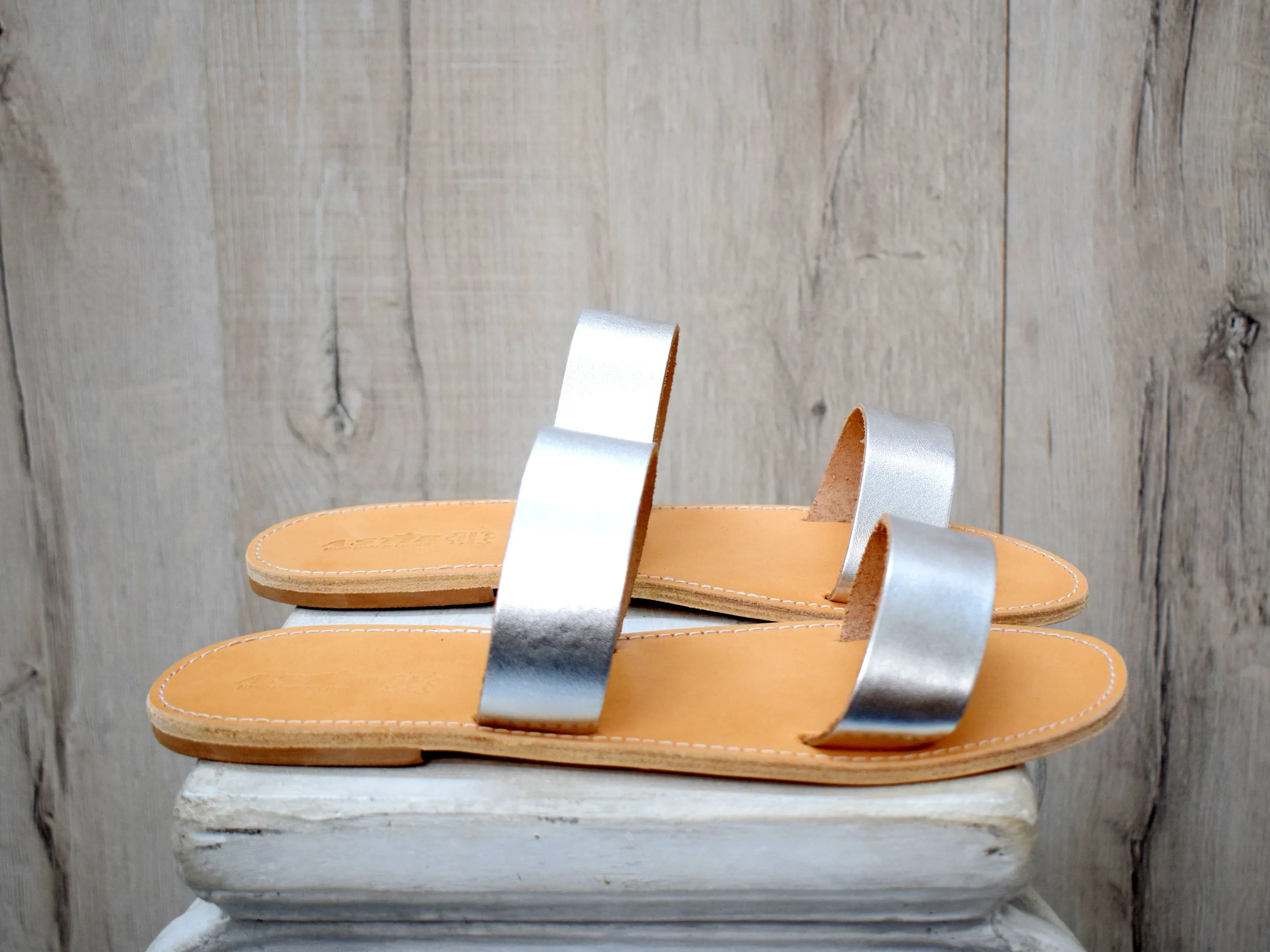Women's Leather Slides Sandals