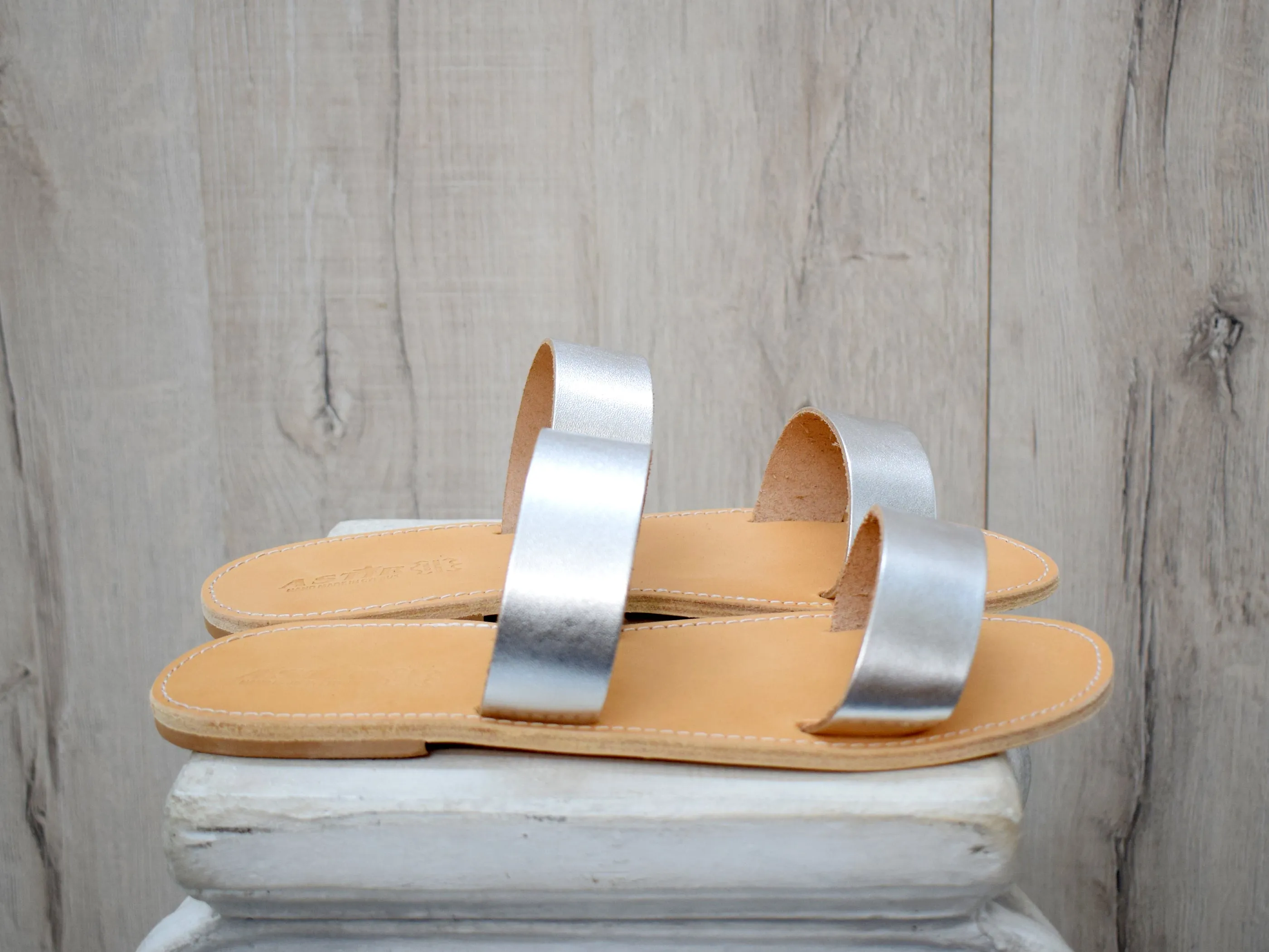 Women's Leather Slides Sandals