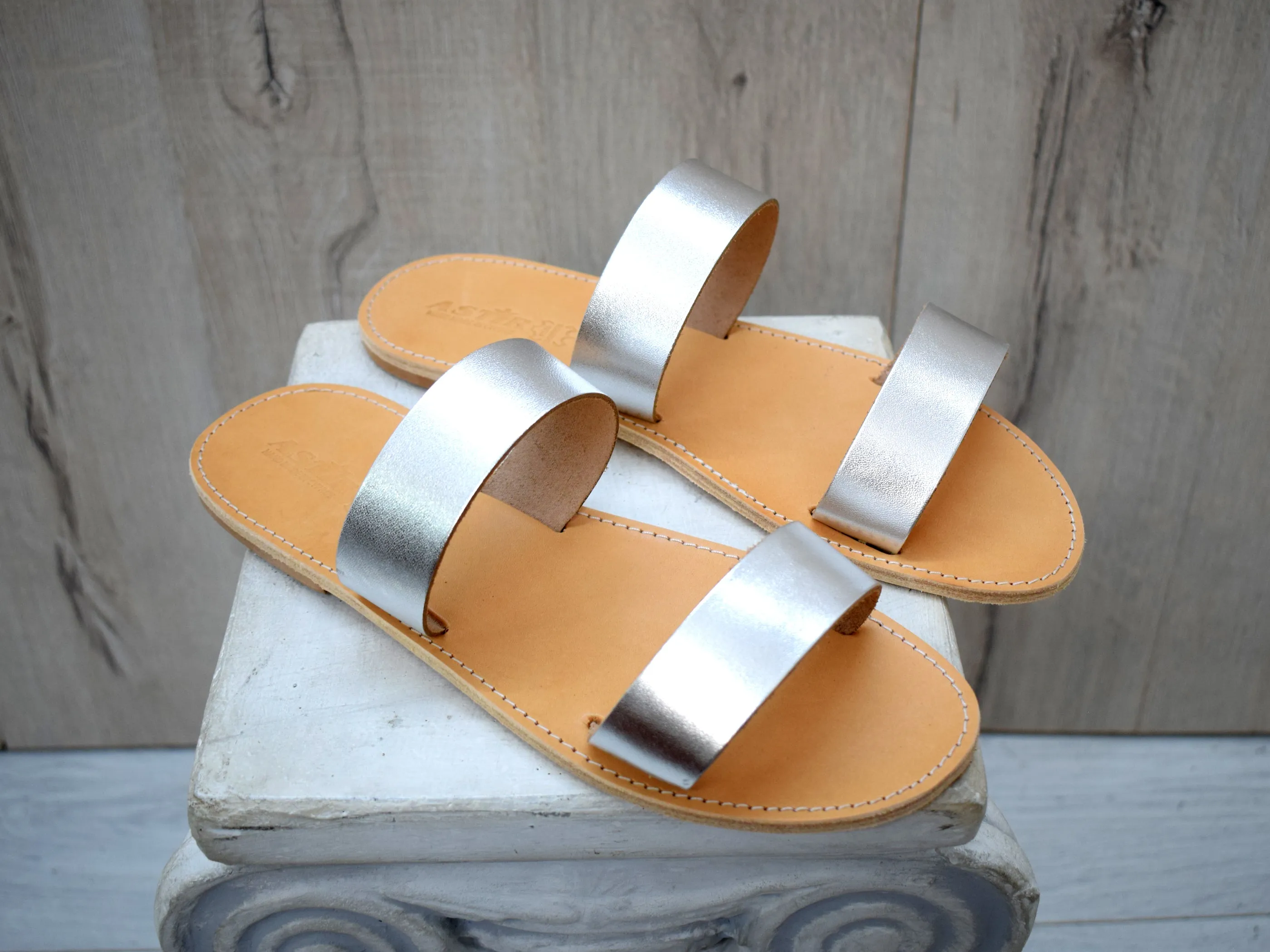 Women's Leather Slides Sandals