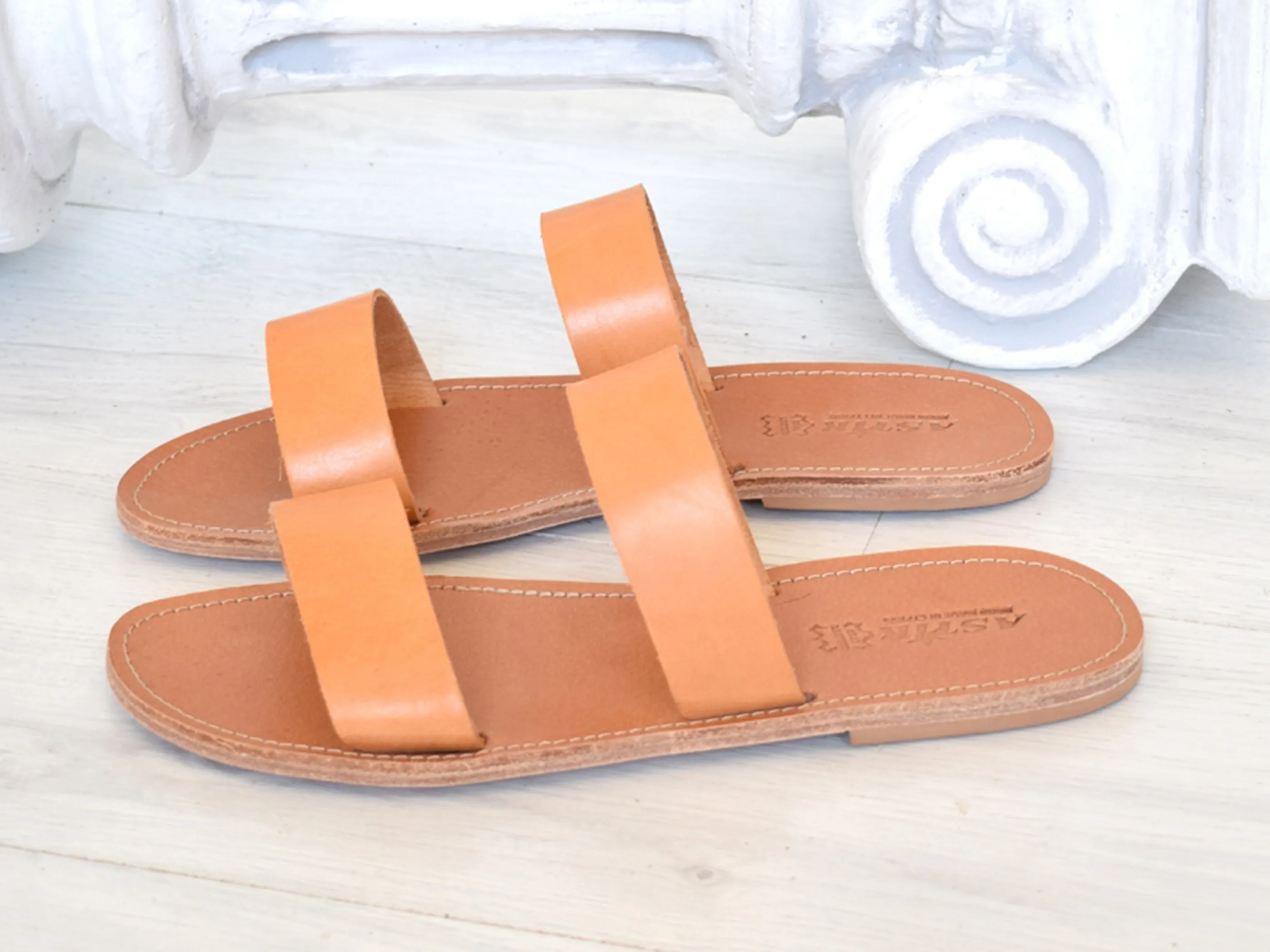 Women's Leather Slides Sandals