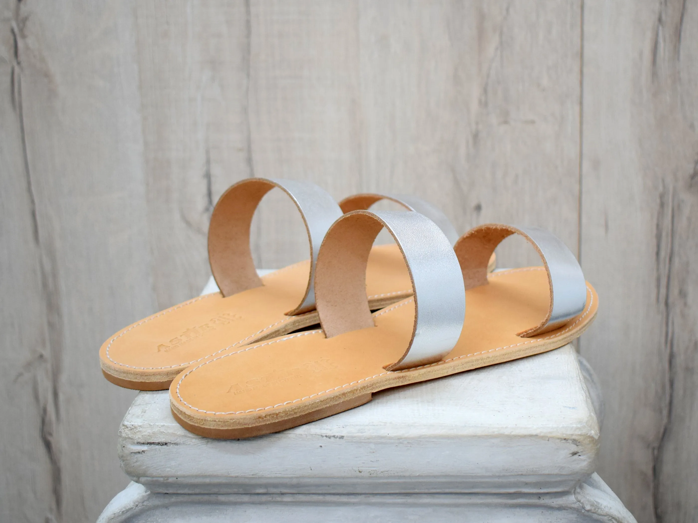 Women's Leather Slides Sandals